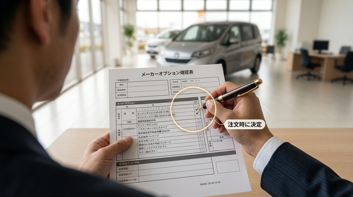 メーカーオプション確認表にチェックを入れているイメージ
