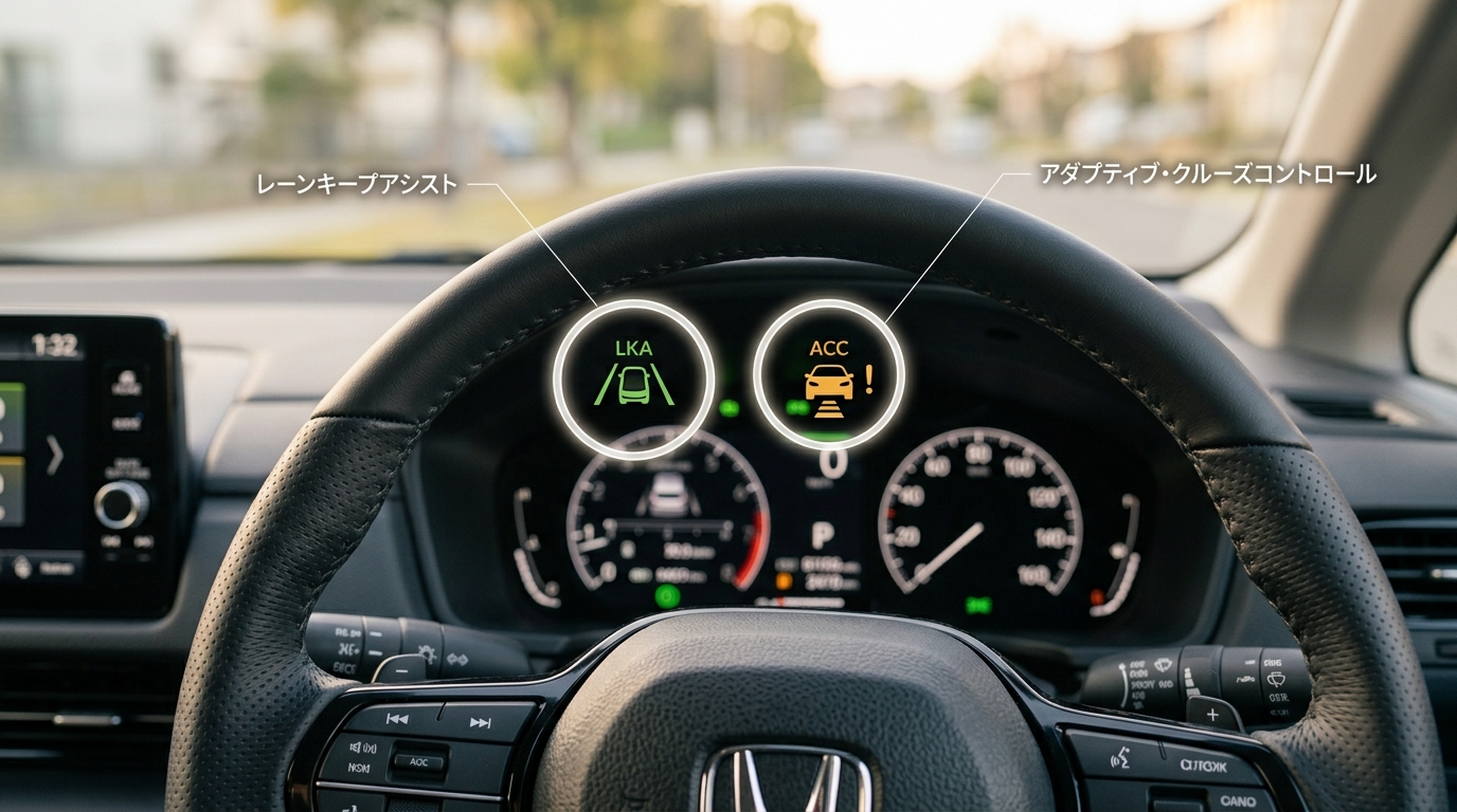 運転支援システムの表示アイコンを示したダッシュボードのイメージ